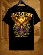 Jesus Christ L.O.G Tour Shirt – Bold Alpha & Omega Gospel Graphic Tee